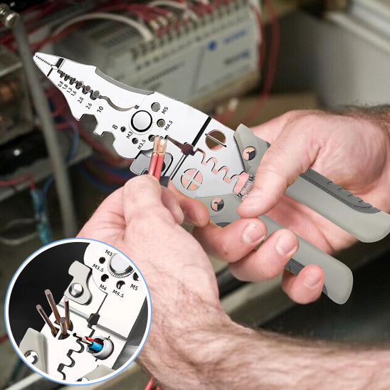Pince a denuder en action coupant denudant fils electriques