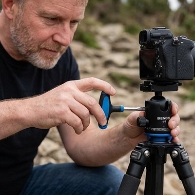 Photographe utilise le Tournevis plat Poignée en T sur son appareil