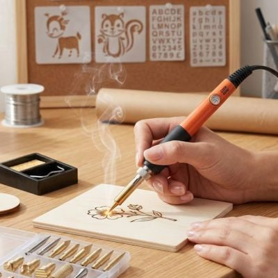 romain utilisant pyrograveur a combustion en action composant dessin