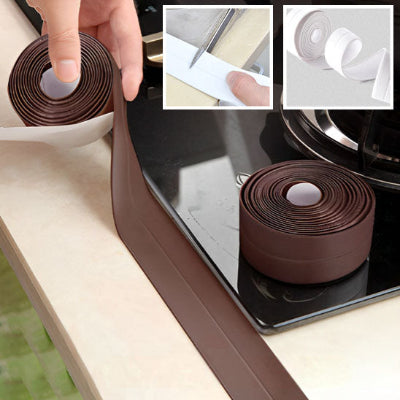 Bande de calfeutrage intemporel marron colmatant gaziniere en haut couleur blanche