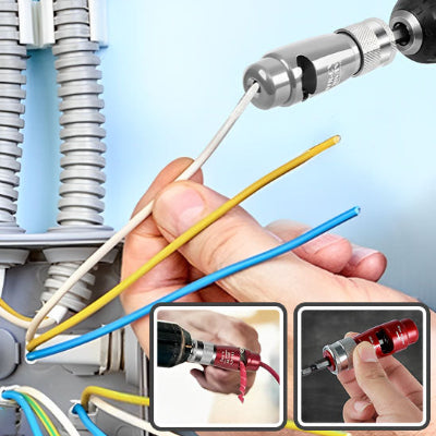 Luc reparant son arsenal courant avec Denudeur cables electrique S