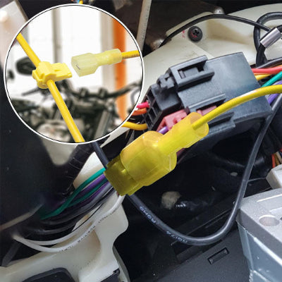 connecteur de fils jaune reliant 10 fils electrique composant automobile