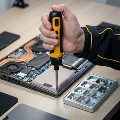 Dévissage vis d'ordinateur avec Tournevis electrique Dynamométrique 