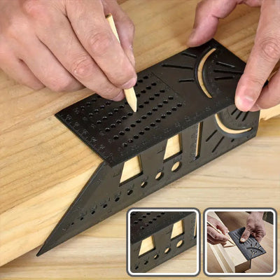 equerre 3D en mains expertes travaillant sur meuble bois