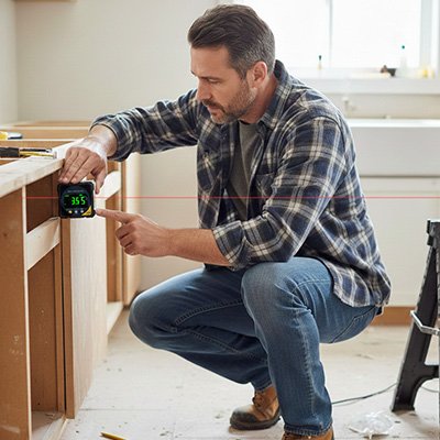 Inclinomètre Haute Précision Noir et homme prenant des mesures
