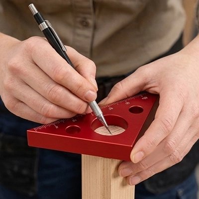 Mesure avec un Equerre menuisier Triangle rouge