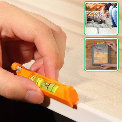 niveau a bulles compact 3 photos orange aligner cadre murale et briques