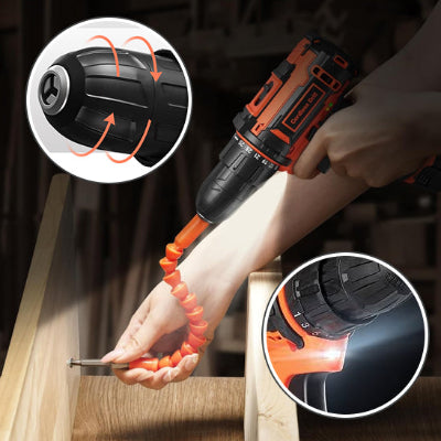 personne avec perceuse visseuse A led rallonge mouvement et lumiere led