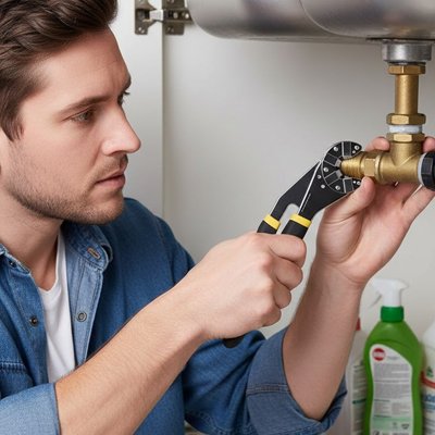 Pince multiprise serres aigle manipuler par jean sur chauffe eau