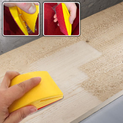 ponceuse artisanale en travail sur planche bois