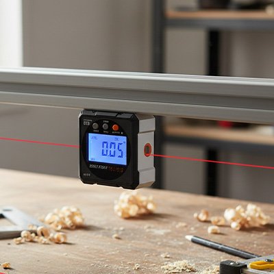Présentation Inclinomètre Haute Précision bleu prenant des mesures