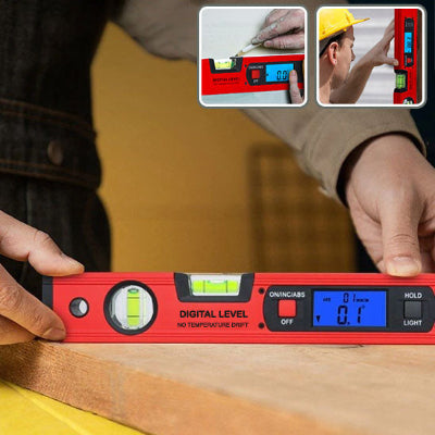 regle niveau numerique rouge avec ecran liquide