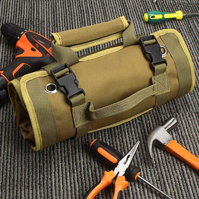 Sac a outils bandoulier ferme avec outils cote