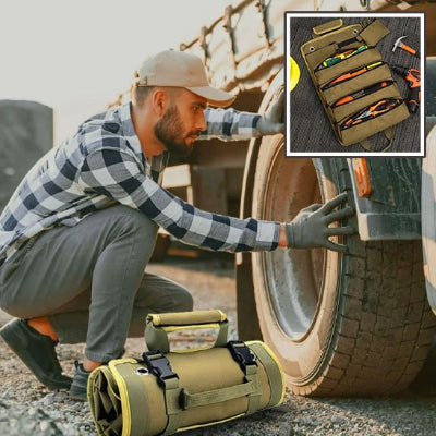 Sami reparent roue truck avec son sac a outils bandoulier