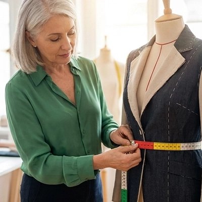 Styliste prend tour de taille habit avec Mètre à ruban De Tailleur