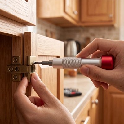 Utilisation de Tournevis à Chapeau Rouge pour visser armoire
