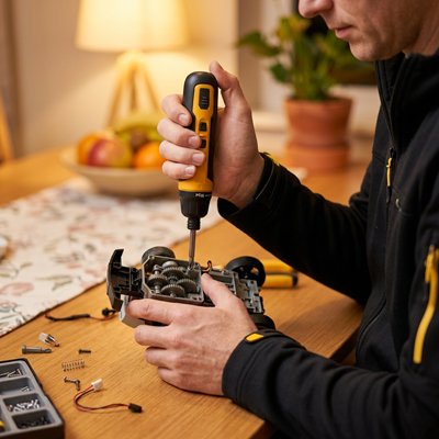 Vissage boulon voiturette avec Tournevis electrique Dynamométrique